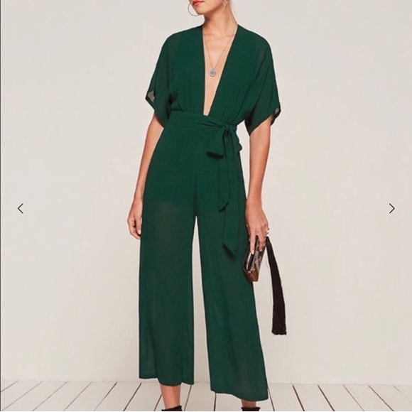 Reformation Lemongrass Jumpsuit in Emerald (Size 10) - Picture 1 of 6